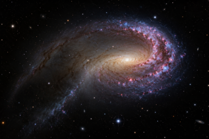 Nenavadna galaksija NGC 4654 z izrazito spiralno roko na Hubblovem posnetku